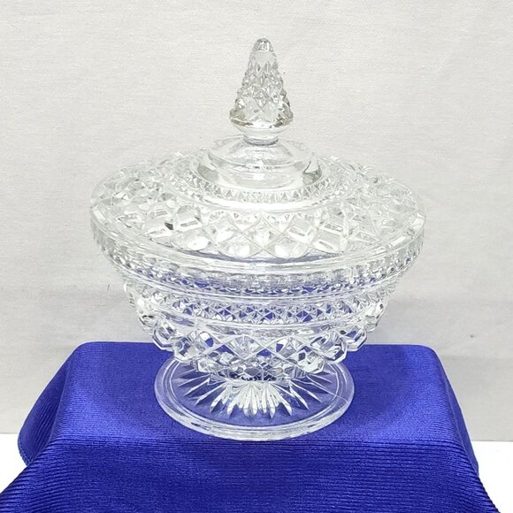 Anchor Hocking Wexford Candy Dish Crisscross Pattern Footed Centerpiece Vintage - Picture 3 of 11